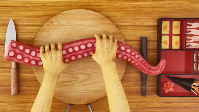 犬之岛中令人惊艳的寿司制作片段几十秒的动画花费32天完成zt