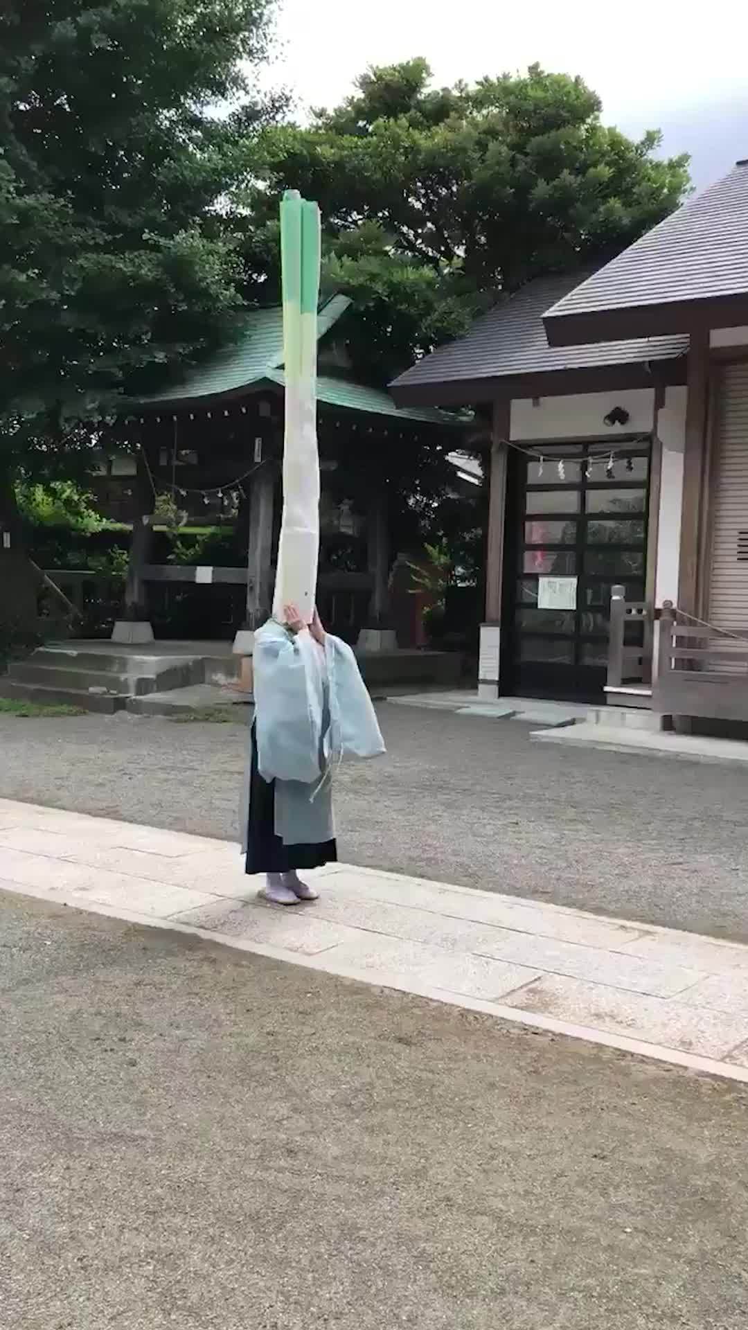 日本神职人员扮大葱祈福网友画风有点可爱